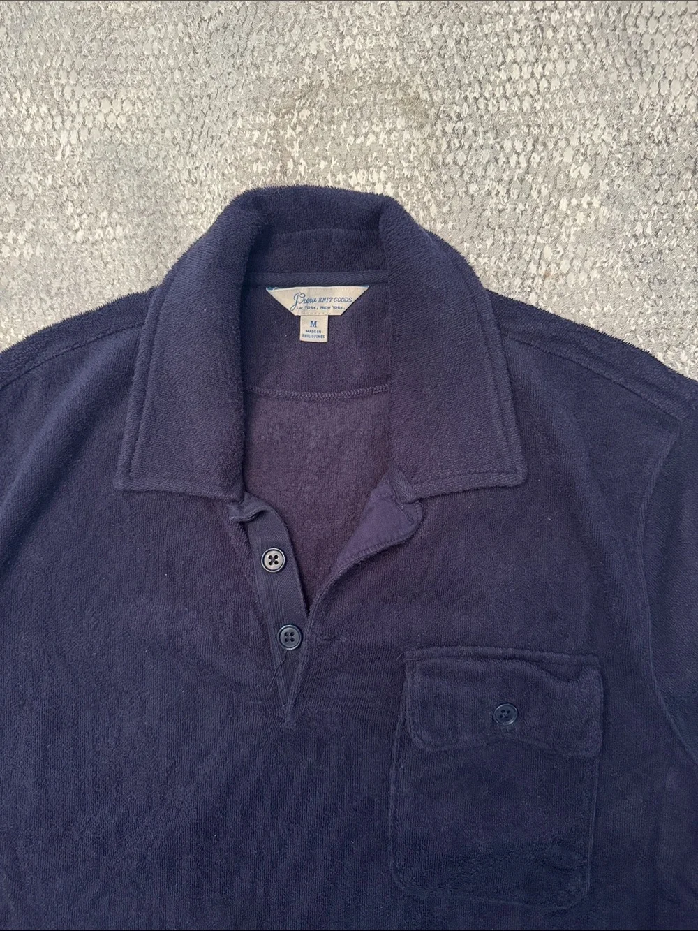 J. Crew Navy Blue Terrycloth Polo Shirt size medium